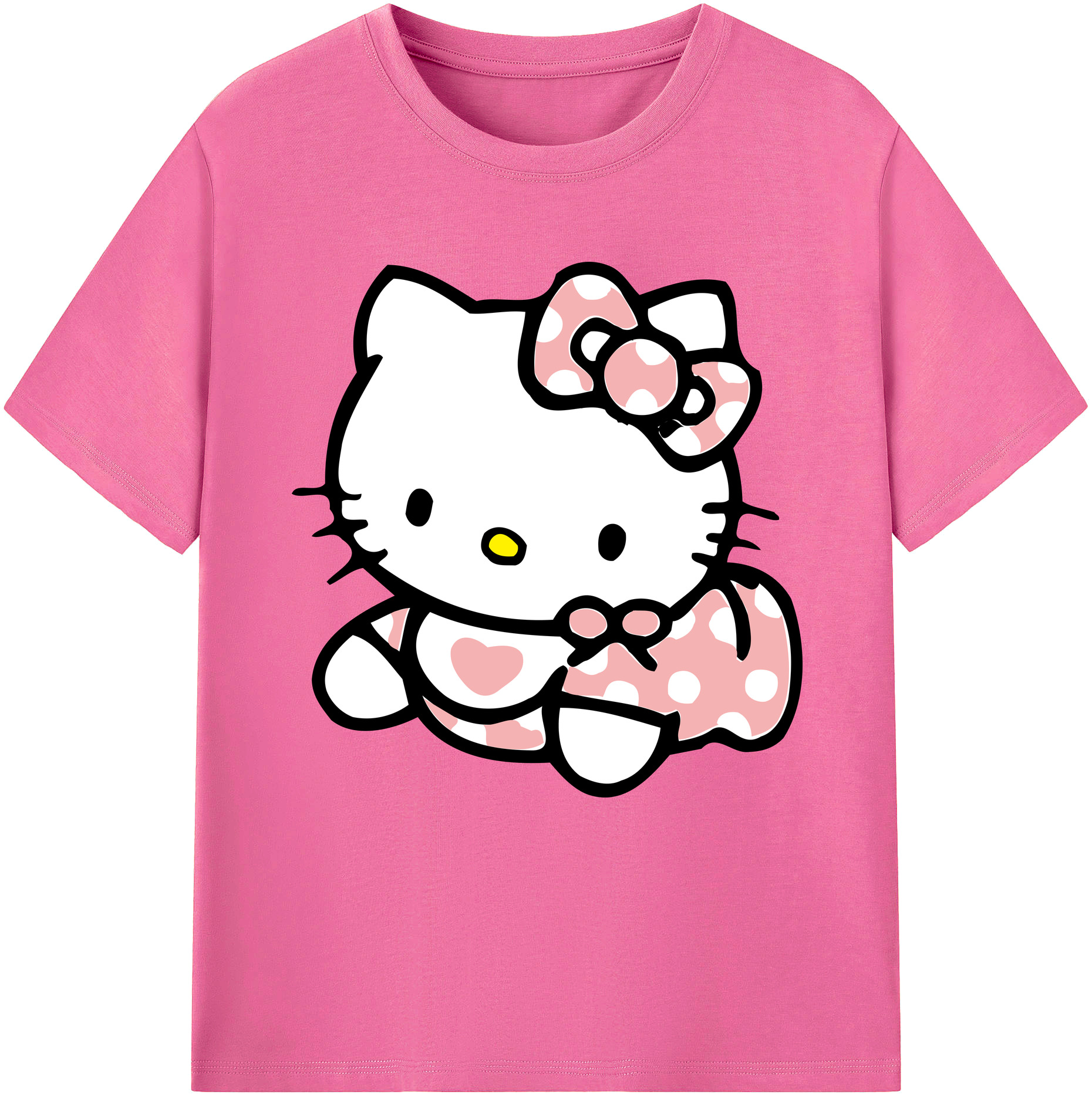 （画像用） Hello Kitty ハローキティ レディースカジュアルプリントTシャツ（綿100％）